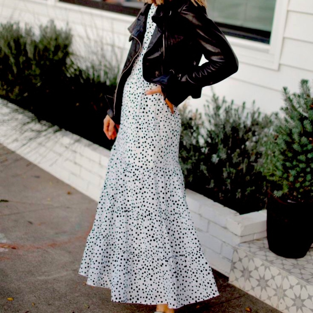 NWT BB Dakota Maxi Dress with velvet dot detail